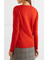 Bella Freud Iggy Leopard Wool Blend Sweater Red