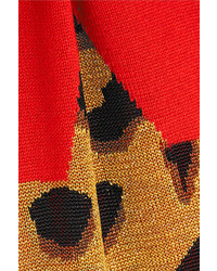 Bella Freud Iggy Leopard Wool Blend Sweater Red