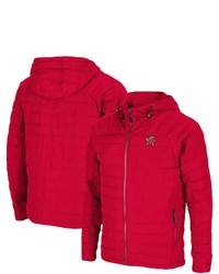 Colosseum Red Maryland Terrapins Suit It Up Raglan Puffer Hoodie Full Zip Jacket At Nordstrom