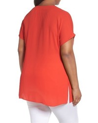 Sejour Plus Size Short Sleeve V Neck Tunic Top