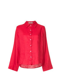 Red Linen Dress Shirt