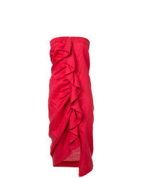 Red Linen Midi Dress
