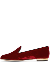Charlotte Olympia Red Velvet Nocturnal Loafers