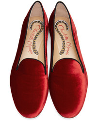 Charlotte Olympia Red Velvet Nocturnal Loafers