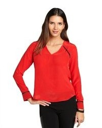Nell Bright Red Skye Silk Blouse