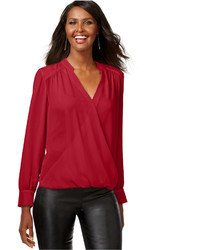 INC International Concepts Long Sleeve Surplice Blouse Only At Macys