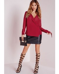 Missguided D Ring Detail Blouse Red