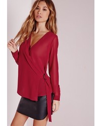 Missguided D Ring Detail Blouse Red