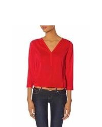 The Limited Glossy Vneck Blouse Red L