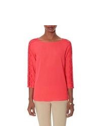 The Limited Lace Sleeve Blouse Red Xs