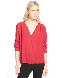 Trouv Surplice Zip Cuff Blouse