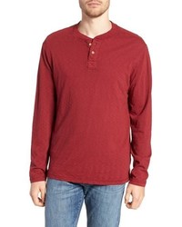 Red Long Sleeve Henley Shirt
