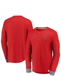 FANATICS Branded Heathered Red Washington Capitals True Classics Henley Long Sleeve T Shirt