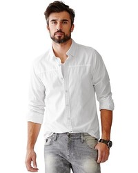 GUESS Canal Long Sleeve Slim Fit Dobby Shirt