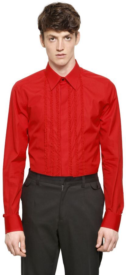 Dolce And Gabbana Ruffled Plastron On Cotton Poplin Shirt 745 Luisaviaroma Lookastic 0110