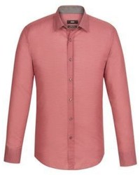 Hugo Boss Lukas Regular Fit Cotton Button Down Shirt L Red