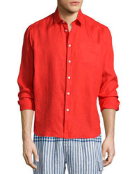 Vilebrequin Linen Long Sleeve Shirt Red