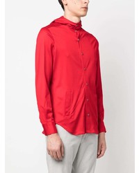 Kiton Long Sleeve Hooded Cotton Shirt
