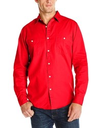 Dockers Long Sleeve Solid Double Chest Pocket Shirt