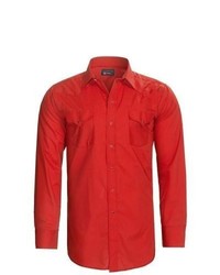 Panhandle Slim Solid Shirt Snap Front Long Sleeve Red