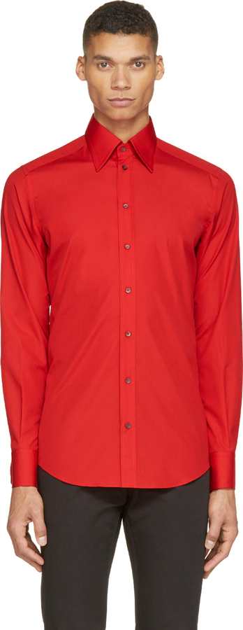 bodsøvelser bundt nyheder Dolce & Gabbana Red Button Up Gold Shirt, $395 | SSENSE | Lookastic