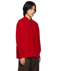 Birrot Red Spread Collar Shirt
