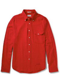 Gant Rugger Button Down Collar Slubbed Cotton Flannel Shirt