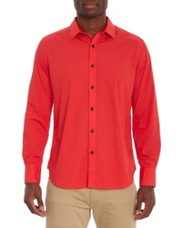 Robert Graham Seaworthy Stretch Solid Button Up Shirt In Red At Nordstrom