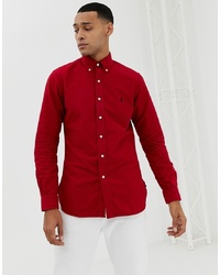 Polo Ralph Lauren Slim Fit Brushed Oxford Shirt With Collar In Red
