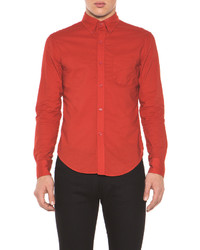Band Of Outsiders Solid Batiste Button Down In Red