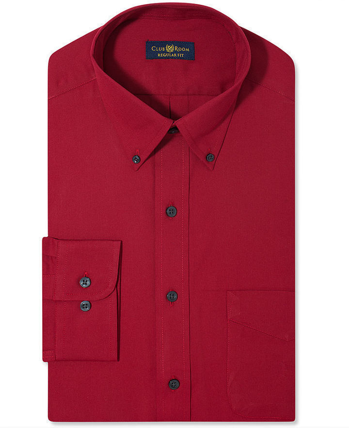Club Room Men's Regular Fit Solid Dress Shirt Carmine Red Size Small NWT
