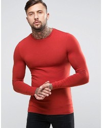 Asos Extreme Muscle Fit Long Sleeve T Shirt In Red