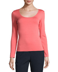 Armani Collezioni Long Sleeve Scoop Neck Tee Matisse Red