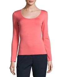 Armani Collezioni Long Sleeve Scoop Neck Tee Matisse Red