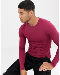 ASOS DESIGN Muscle Fit Long Sleeve T Shirt With Crew Neck In Red