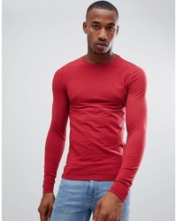 ASOS DESIGN Muscle Fit Long Sleeve T Shirt With Crew Neck In Red