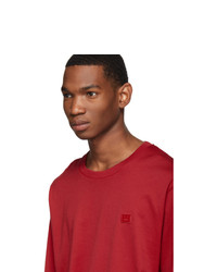 Acne Studios Red Elwood Face Long Sleeve T Shirt