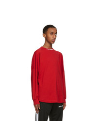 Palm Angels Red Logo Long Sleeve T Shirt