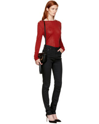 Balmain Red Long Sleeve Buttoned Pullover
