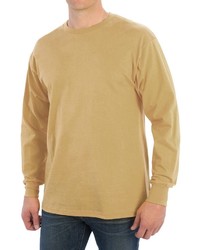 Specially Made 100% Cotton Ribbed Cuff Crew T Shirt Long Sleeve