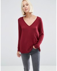 Asos The New Forever T Shirt With Long Sleeves And Dip Back