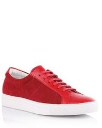 Hugo Boss Fusteno Suede Brush Off Leather Sneakers 13 Red