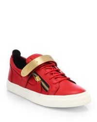 Giuseppe Zanotti Leather Low Top Banded Sneakers