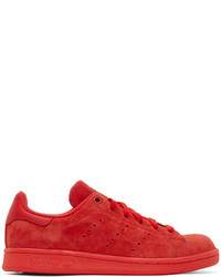 adidas Originals Red Suede Stan Smith Sneakers