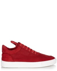 Filling Pieces Perforated Brushed Leather Low Top Trainers