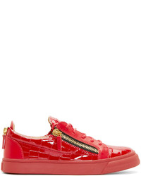 Giuseppe Zanotti Red Croc Embossed London Sneakers