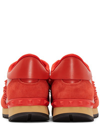 Valentino Red Leather Rockstud Sneakers