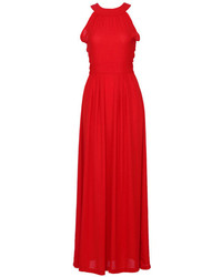 Romwe Backless Crossed Straps Layered Red Maxi Dress