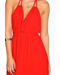 Boohoo Aimee Wrap Front Strappy Backless Maxi Dress