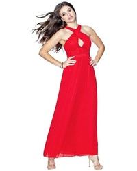 GUESS Crossover Pleated Maxi Dress